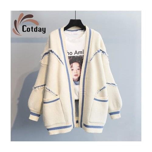 Cotday Casual 2021 New Fashion Womens Knit Oversize Pullovers Letter Big Pocket Sweater Yellow Women Winter Autumn Sweaters