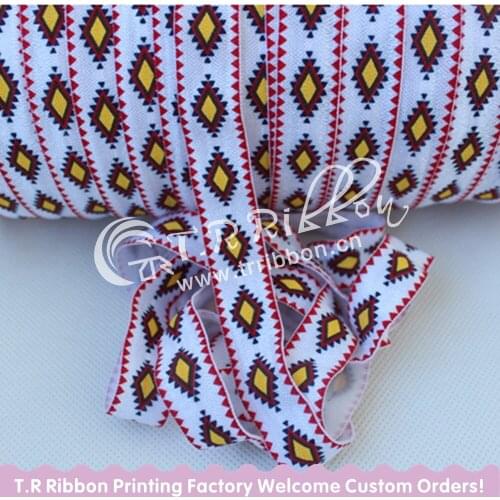 5/8" colorful Aztec printed FOE fold over elastic 50yards
