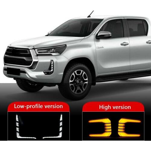 2 Pcs 12V Led Daytime Running Light Yellow Turn Signal White DRL For Toyota Hilux Revo Rocco 2020 2021
