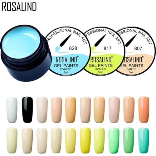 ROSALIND 5ml 801-830 Pure Colors Painting Gel Nail Polish For Nail Extension Design Manicure DIY UV LED Lacquer Nail Art Primer
