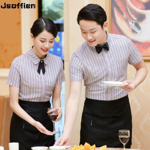 Short Sleeve Woman Coffee Shop Waiter Uniform Man Restaurant Waitress Uniform Hotel Food Service Work Wear Man Bakery Overalls