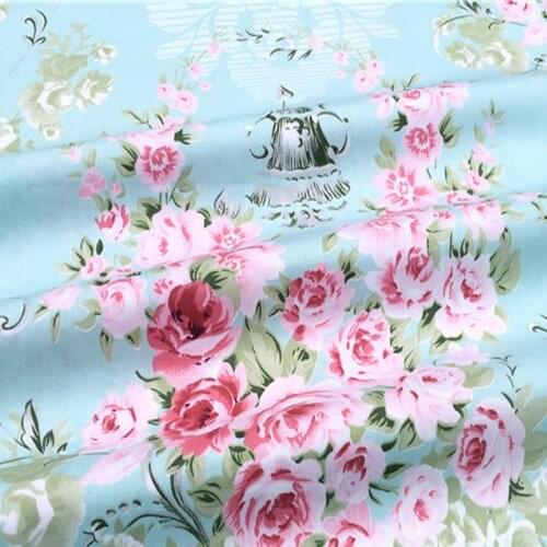 Beautiful 50x160cm Blue Edinburgh Blooming Rose Flowers Printed 100% Cotton Fabric Quilting Baby Bedding Tilda Cloth fabric