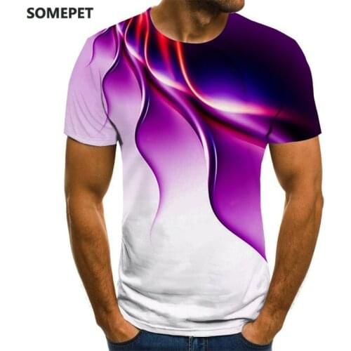 Geometric 3D Iridescence Changing Digital Printing Summer Fashion Men and Women Shirt Short-Sleeved T-shirt Childrens Clothing
