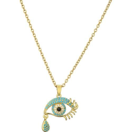 Mafisar 2021 New Ladies Chic Gold Chain Colorful CZ Filled Evil Eye Necklaces For Women Bohemian Gold Necklaces Party Jewelry