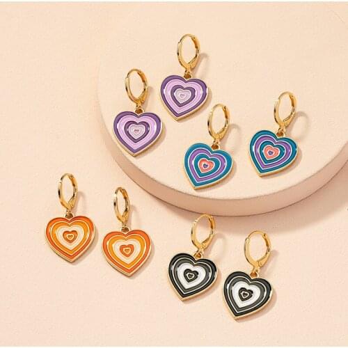 SOHOT Harajuku Cute Alloy Colorful Heart Butterfly Boots Star Cherry Flowers Hoop Earrings Female Piercing Jewelry Drop Shipping