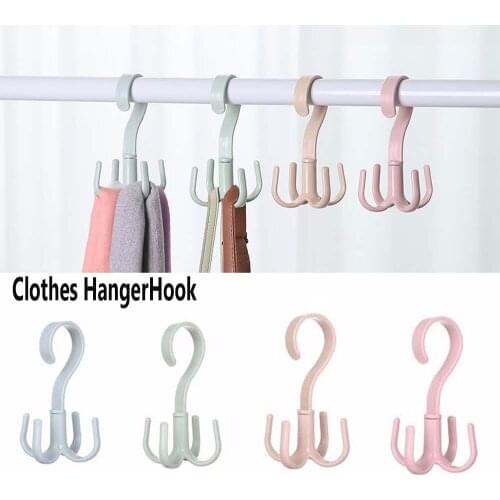 Multifunctional Coat Hook Four-claw Hook Household Wardrobes Hanging Bag Tie Holder Free Punch 1PCS