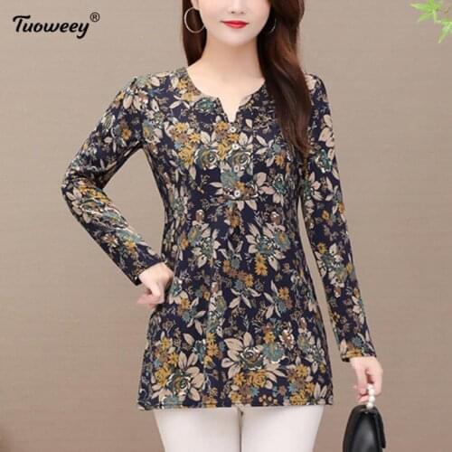 Plus size Fashion floral Shirt Loose Buttons Tops Tee Casual Summer Ladies Female Women long Sleeve Blusas Pullover blouses
