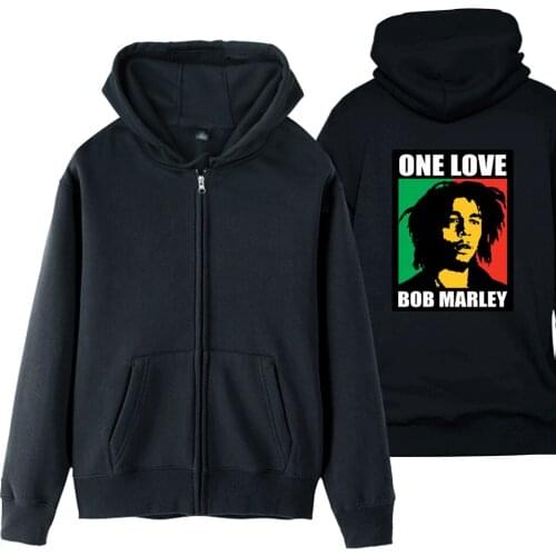 Bob Marley One Love Mellow Mood Cigarette Smoking Black White Silhouett Man Boy Coat Full Zip Hoodie Fleece Hooded Jacket ZIIART