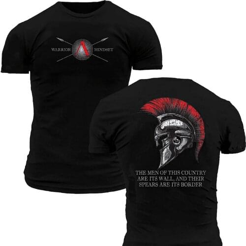 Spartan Battle Helmet Warrior Mindset T-Shirt Cotton O-Neck Short Sleeve Mens T Shirt Size S-3XL