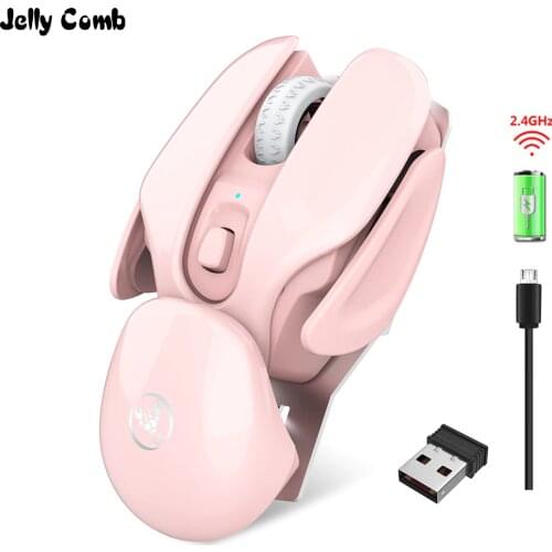 JellyComb Ergonomic Wireless Mouse Slient Button Rechargeable Wireless Mouse for Laptop PC Computer 800/1200/1600 DPI Mute Mause