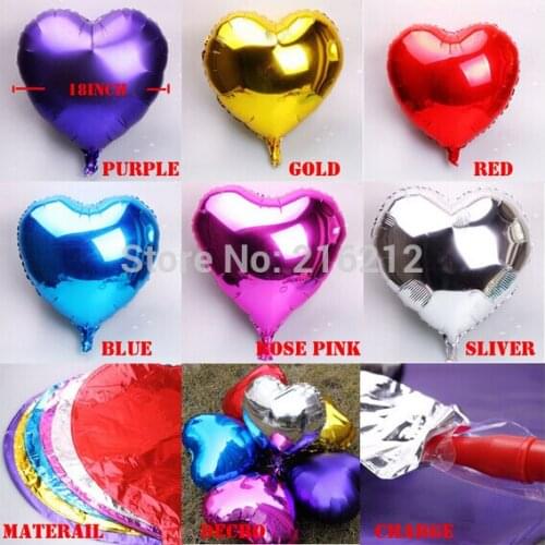 Heart model 18 inch Inflatable Aluminum Foil Balloons for Wedding Birthday Party decoration mixed