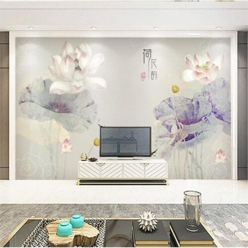Wellyu wall papers home decor Custom wallpaper Modern minimalist retro new Chinese ink lotus background papel de parede