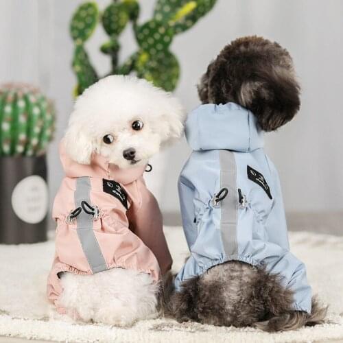 Impermeable Dog ClothesJacket Pure Color Waterproof Mesh Breathable Sweat-absorbent Reflective Dog Raincoat Jacket Pet Raincoat