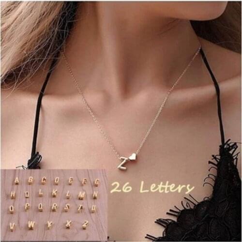 Necklace For Women Fashion Chain Minimalism Heart Pendant 26 Letter Necklace Gift Couple Punk Gothic Long Jewelry Gold Necklaces