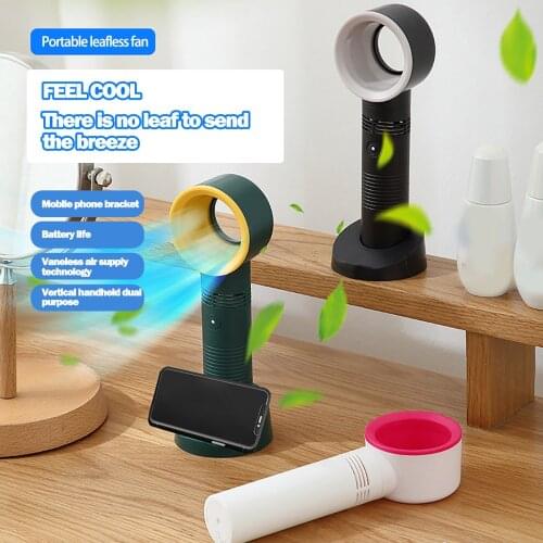 Portable Bladeless Fan Handheld Usb Rechargeable Mini Cooler No Leaf Handy Cooling Fan Air Cooler Fans Summer Desktop Fan#g4