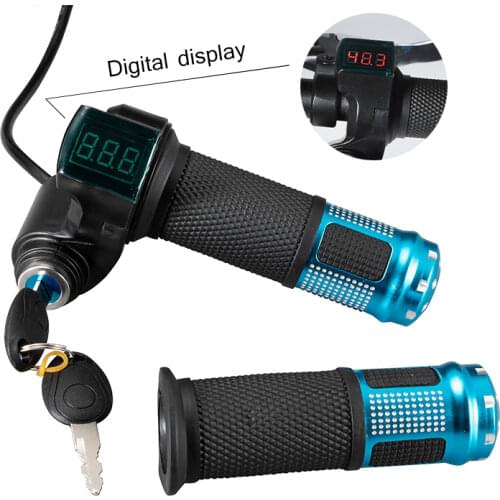 12V-96V e bike Twist Throttle with Handle For Electric Bike Throttle with LCD display Indicator Gas Handle Throttle Lock Key