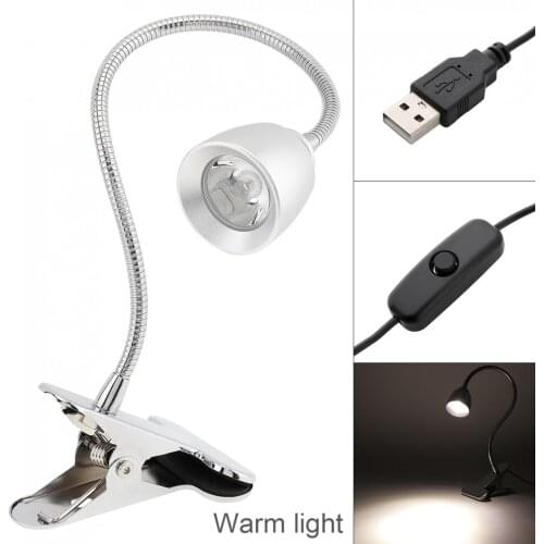 Dimmable LED USB Clip-type Lamp Warm Light Student Eye Protection Desk Lamp Cone Head with Metal Hose for Illuminating /Learning