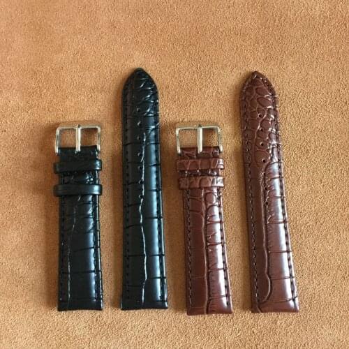 High Quality Alligator Pattern Leather watch Strap Brown Black