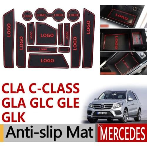Anti-Slip Rubber Gate Slot Cup Mat for Mercedes Benz CLA C117 GLE W166 GLC X253 GLA X156 GLK C-Class W205 Accessories Stickers