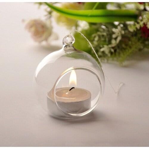 Clear Hanging Glass Candle Holder Crystal Romantic Wedding Dinner Decoration Candlestick Bar Party DIY Landscape Glass Container