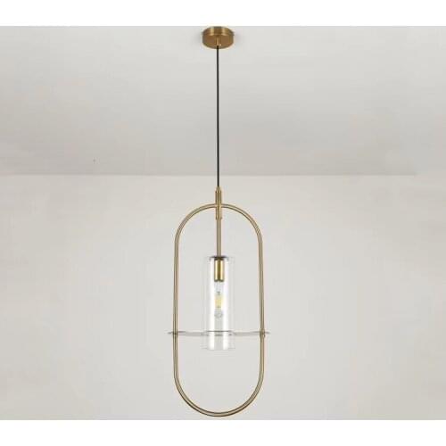 Factory Direct Selling Modern Design Ceiling Pendant Lamp Golden Iron Ring Clear Glass Cover Indoor Simple Lighting