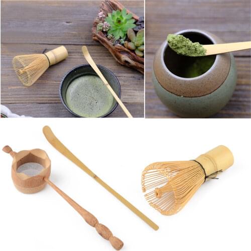 3pcs/set Natural Bamboo Tea Strainer Matcha Whisk Brush Green Tea Powder Whisk Scoop Set Japanese Teaware Ceremony