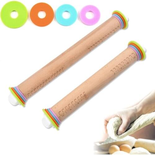 With Scale Solid Wood Rolling Stick Cake Pie Noodles Rolling Pins Dough Roller Baking Fondant Pastry Tools Cooking Accessories