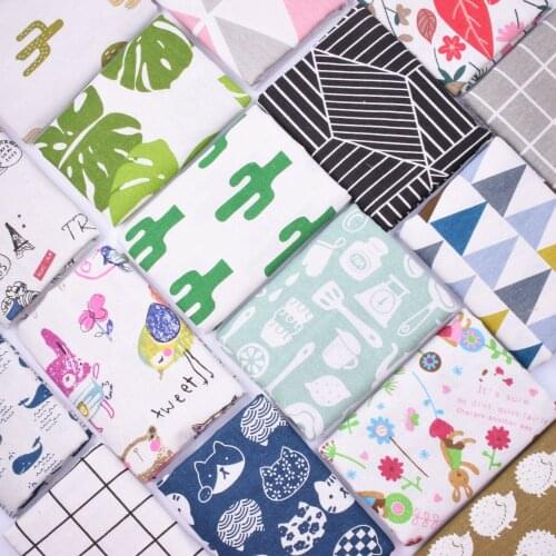 50X145cm Nordic Style Print Linen Fabric Geometric Plant Floral DIY Home Decor Table Cloth Curtain Cloth Cushion Cover Material