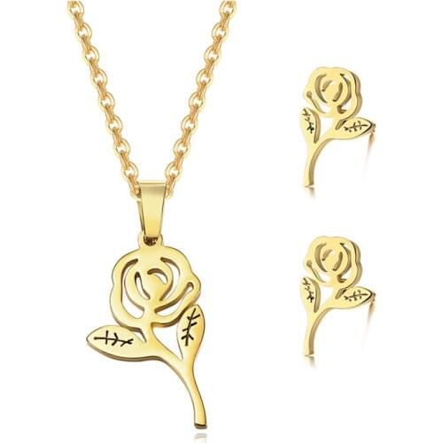 Kuniu plant shape jewelry sets for women flower rose alloy metal material wedding engagement occasion fashion jewelry