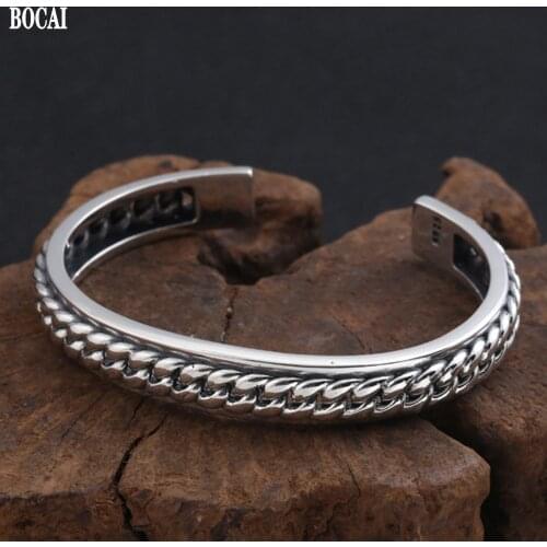 New S925 sterling silver jewelry trendy fashion man and women bracelets Korean version 925 silver simple woven open bracelet