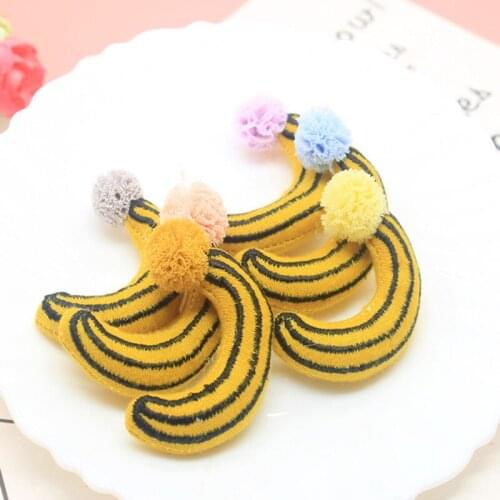 10pcs/lot 3*5cm DIY Handmade banana dolls Padded Patches Appliques For Clothes Sewing Supplies DIY Hair Decoration