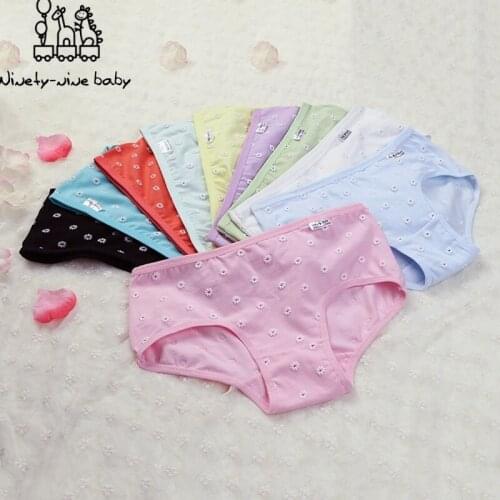 12pcs/pack Girls Underwear Cotton Panties For Kids Comfortable & Breathable Briefs Children Flowers Printing Underpants for girl