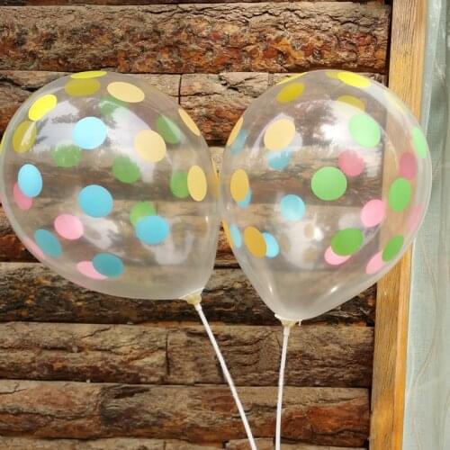 20PCS 12 Inch Printed Color dots Transparent Latex Balloons Air Balls Inflatable Wedding Birthday Party Decoration Float Balloon