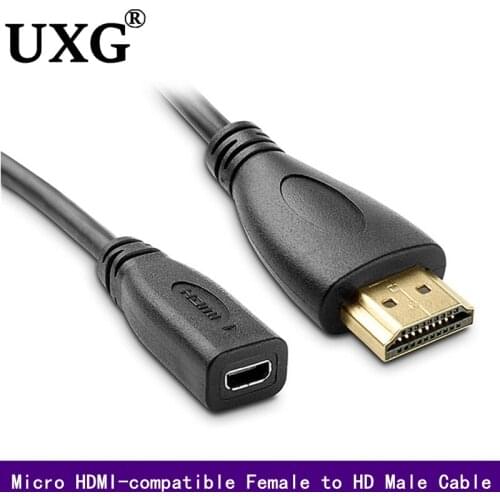 20cm Micro HDMI-compatible Socket Female To HDMI-compatible Male Adapter Cable