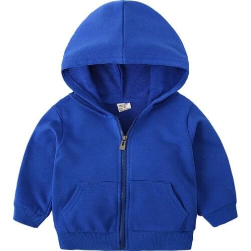 2020 Solid Cotton Boys Clothes Hooded Casual Zipper Sports Hoodie Boys Clothing Full Sleeve Autumn Kids Coat