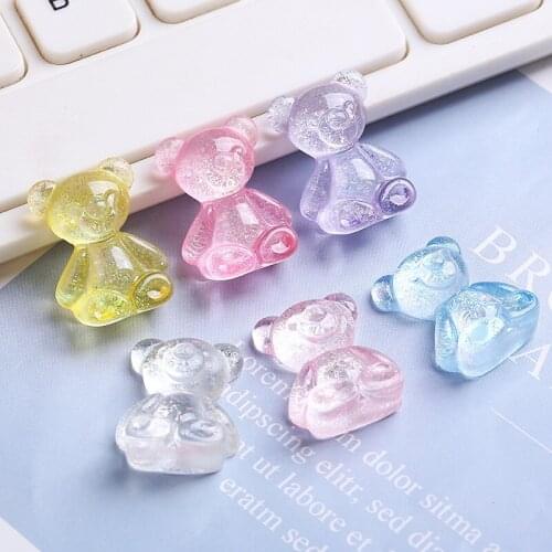 30pcs Cute Resin Glitter Stereo Bear Decor Patch Ornaments DIY Crafts Supplies Hair Accessories Earring Pendant Arts Materials
