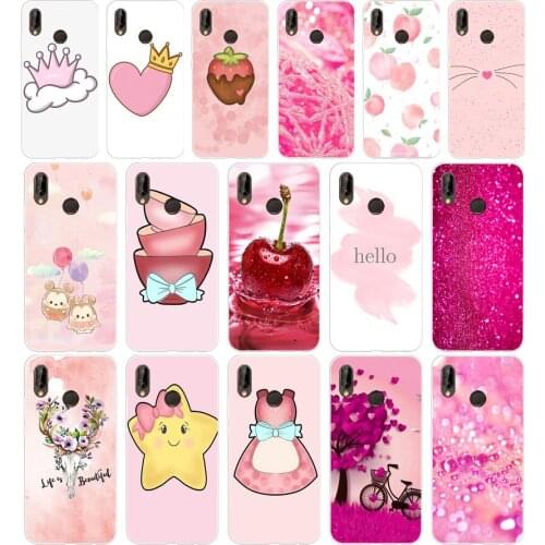 372FG Light pink girlish Soft Silicone Tpu Cover Case for huawei Mate P20 P30 Llte Pro Y6 Y7 2019