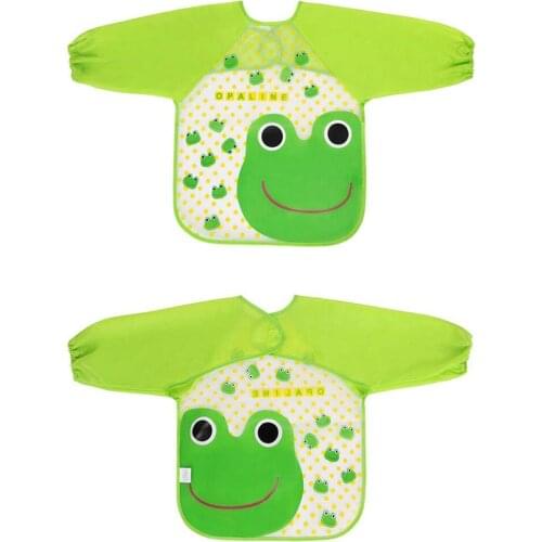4pcs Cute Cartoon Animals Baby Bibs Waterproof Colorful Children Bib Full Sleeve Bibs Children Apron Long Sleeve Feeding Bibs