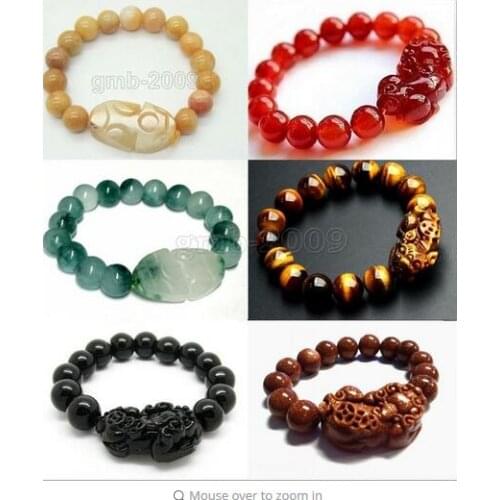 6pc 12mm Natural stone/stone/Tiger Eye/ stone Gem Pi Yao /Pi Xiu Bracelet For Wealth