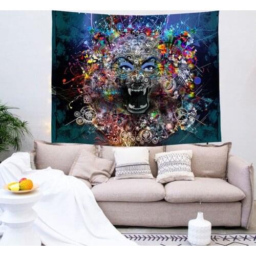 Anime Lion Tapestry Psychedelic Bohemian Animalcartoon Artwall Hanging Beach Towelyoga Blanket Wall Hippie Decoration