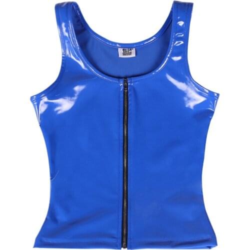 Plus Size Wetlook PVC Shiny Sexy Tank Top Bodycon Skinny Bustier Top Cropped Night Clubwear Croptop Streetwear Shaping Tops Vest