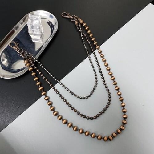 Punk Bronze 3-layer Pants Belly Chain Different Beaded Metal Pants Chain for Men Women Eboy Fashion Metal Waist Chain