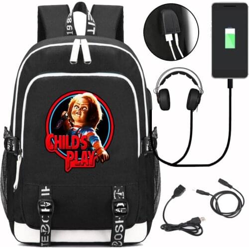 Chucky Printed Backpack Women Men Rucksack Hip Hop Style Streetwear Black High capacity Bag Laptop Backpack Work Bags