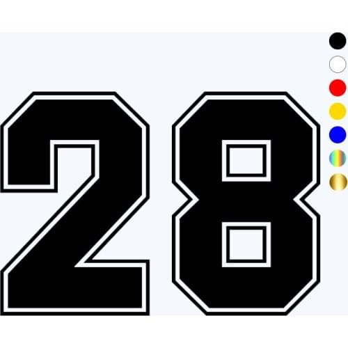 CK3241# funny car sticker Number 28 vinyl decal waterproof car auto stickers white/ black for bumper rear window