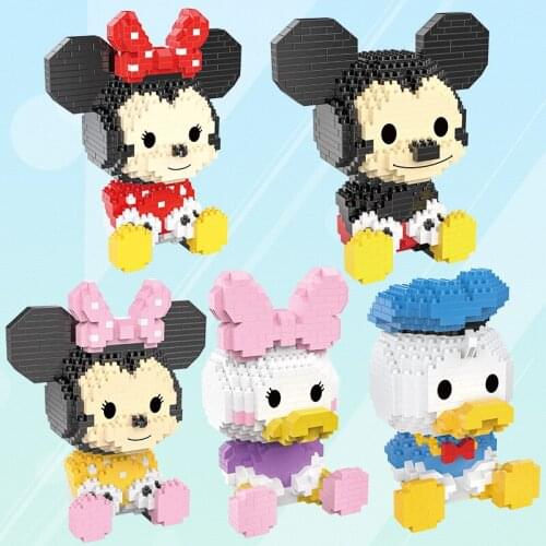 Cartoon Series Mickey Minnie Mini Building Block DIY Face Duck Micro Diamond Bricks Model Figures Toys For Children