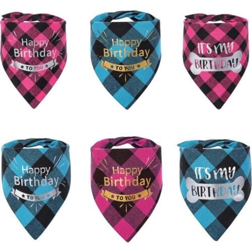 Plaid Dog Bandana Head Scarf Doggie Neckerchief Pet Cat Puppies Bibs Accessories Birthday Party Bandana Cute Dog Accessories