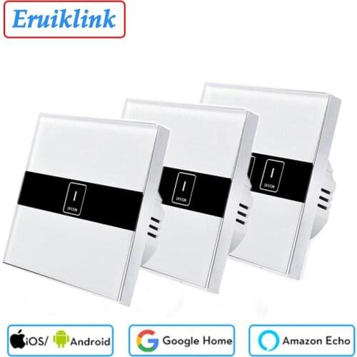 EU Standard eWelink app 1/2/3 gang Wifi Control Switch via Android IOS, Wireless Control Light Touch Wall Switch for Smart Home