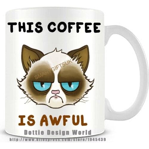 Cranky Cat funny novelty travel mug cup 11oz Ceramic white coffee tea milk mug crazy cat lady Personalized Birthday Easter gifts