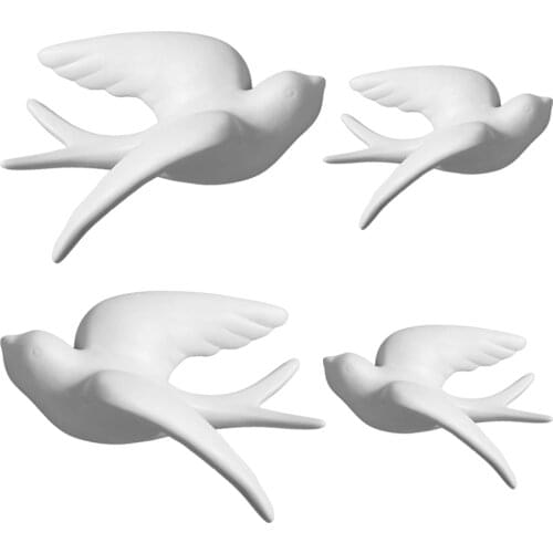 Ceramic Swallows Sparrow 3D Birds Wall Mounted Decor Nordic Retro for Bathroom Livingroom Office Garden Coffee Gift