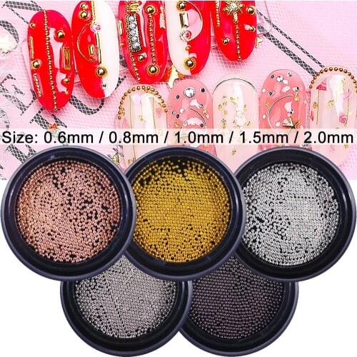 Metal Micro Beads Stainless Steel 0.6mm-2.0mm Nails Art Caviar Beads 3D DIY Gold/Silver/Rose Gold/Silver Grey Nail Art Accessory